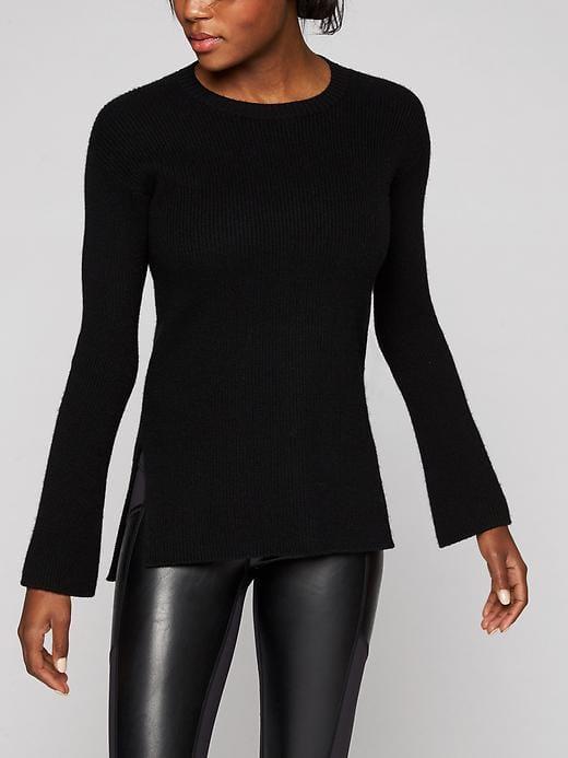 Athleta Womens Wool Cashmere Bell Sleeve Sweater Black Size Xxs