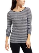 Athleta Womens Stripe Seamless Eyelet Top Size L - Black/bright White