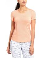 Athleta Womens Shadow Stripe Chi Tee Energetic Peach Size Xxs