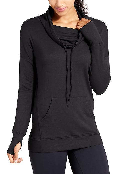 Athleta Womens Studio Cowl Sweatshirt Size L Tall - Black