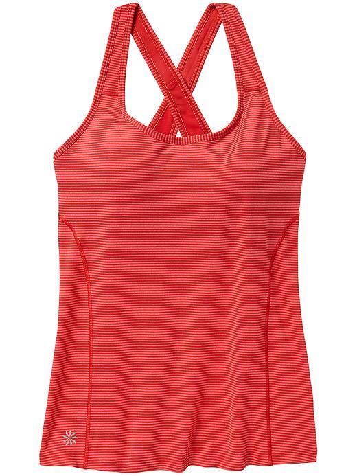 Athleta Womens High Speed Stripe Tank Size Xl - Saffron Red/ Coral Sunset