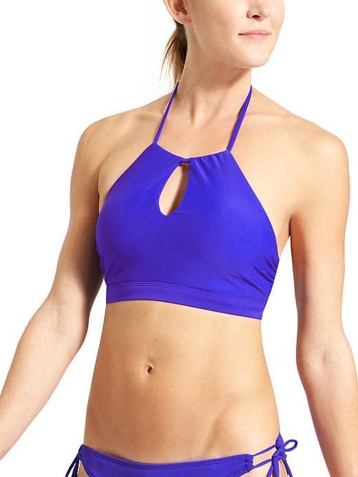 Athleta Womens High Neck Keyhole Bikini Size L - Powerful Blue