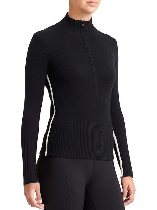 Athleta Womens Dwell Cashmere Half Zip Size L - Black