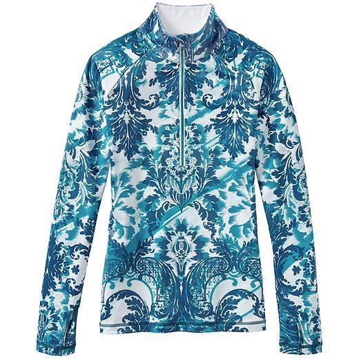 Athleta Sierra Thermal Floral Haze Half Zip - Aqua Blue Floral Haze