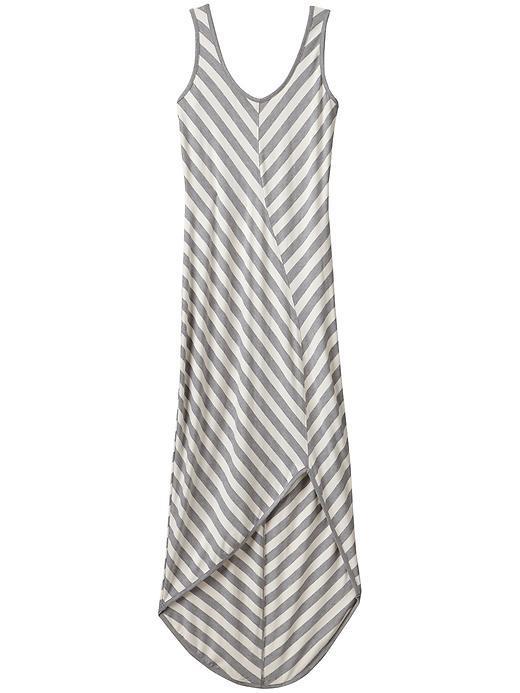 Athleta Womens Cross-shore Maxi Dress Size L Tall - Grey Heather/ White