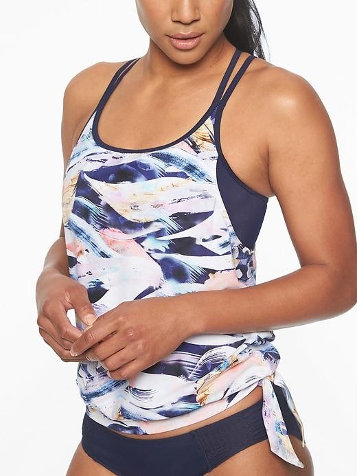 Athleta Womens Vivid Side Tie Blousy Top Dress Blue Size Xs