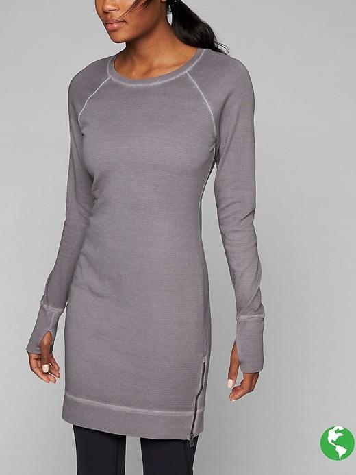 Athleta Womens Eco Wash Side Zip Dress Size M Tall - Silver Bells