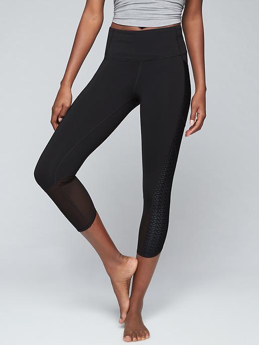 Athleta Womens High Rise Mosaic Chaturanga To Town Capri Size M Tall - Black