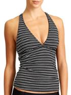 Athleta Womens Stripe Sahara Tankini Size Xxs - Black