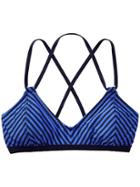 Athleta Womens Stripe Avila Bikini Size L - Dress Blue Stripe