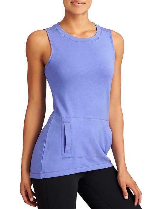 Athleta Womens Cutaway Sweatshirt Tank Size L - Baja Blue