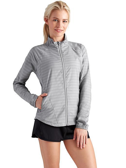 Athleta Stripe Jammin' Run Jacket - Slate Grey