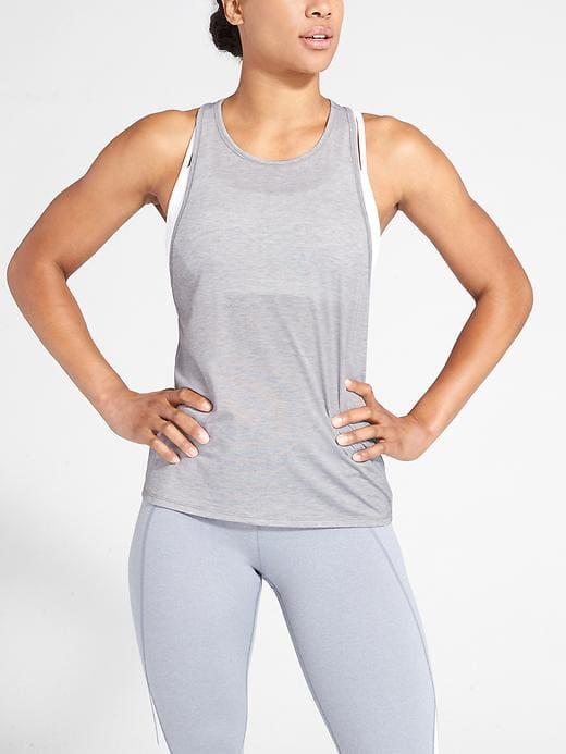 Athleta Womens Essence Low Tank Slate Grey Heather Size Xl