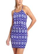 Athleta Womens Aqualuxe Print Swim Dress Size L - Amalfi Blue Ikat