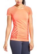 Athleta Womens Jet Stripe Fastest Track Tee Size L - Melon Shock