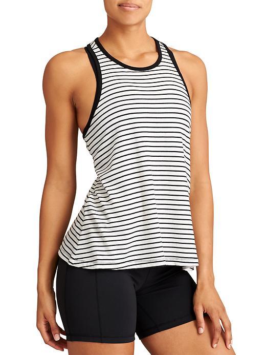 Athleta Womens Striped Serenity Trapeze Tank Size L - Bright White/black