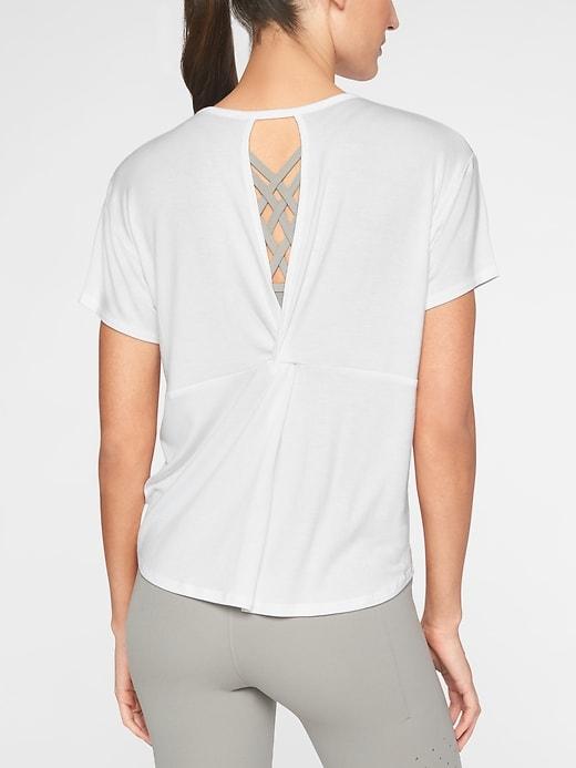 Athleta Womens Cloudlight Open Back Tee Bright White Size L