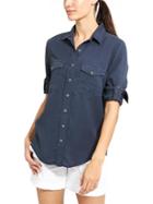 Athleta Womens Sea Breeze Shirt Size M - Dress Blue