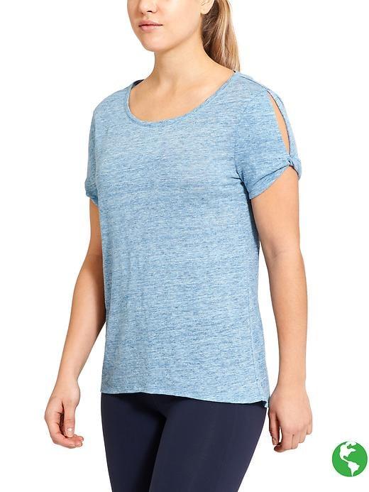 Athleta Womens Zephyr Tee Size L - Light Indigo Heather