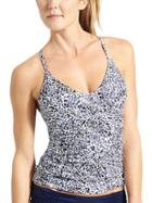 Athleta Womens Zimbabwe Smocked Tankini Size 32b/c - Dress Blue