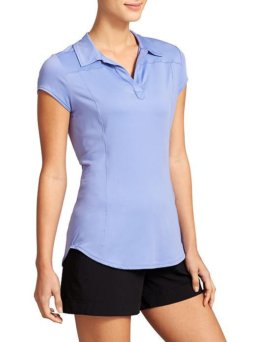 Athleta Womens Swing Time Polo Size L Tall - Baja Blue