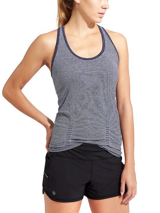 Athleta Womens Mini Stripe Fastest Track Tank Size L - Navy