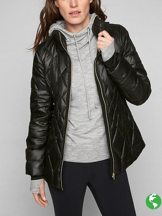 Athleta Womens Responsible Down Jacket Size M Petite - Black