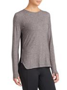 Athleta Womens Mesh Road Top Size L - Medium Grey/black