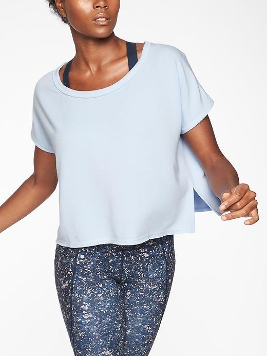 Athleta Womens Unwind Crop Sweatshirt Pure Blue Size L