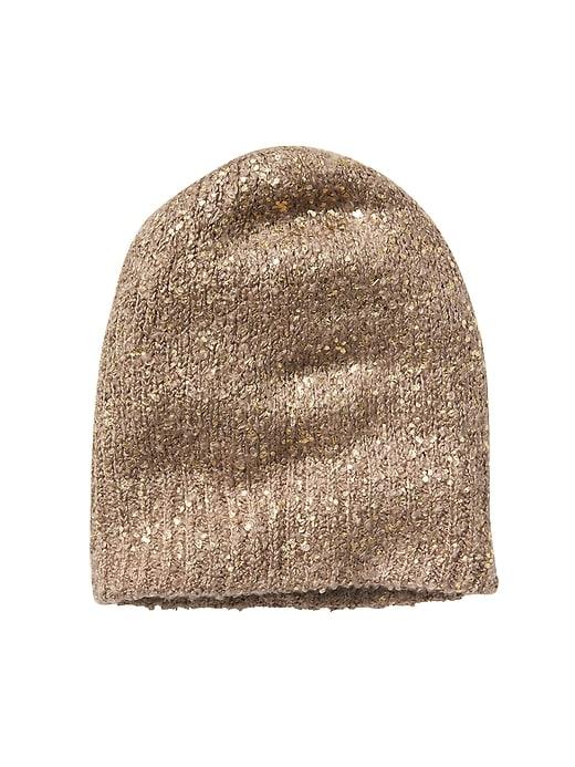 Athleta Womens Metallic Beanie Foxtail Taupe/ Gold Size One Size