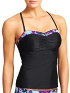 Athleta Womens Floral Fade Bandeau Tankini Size 38d/dd - Black