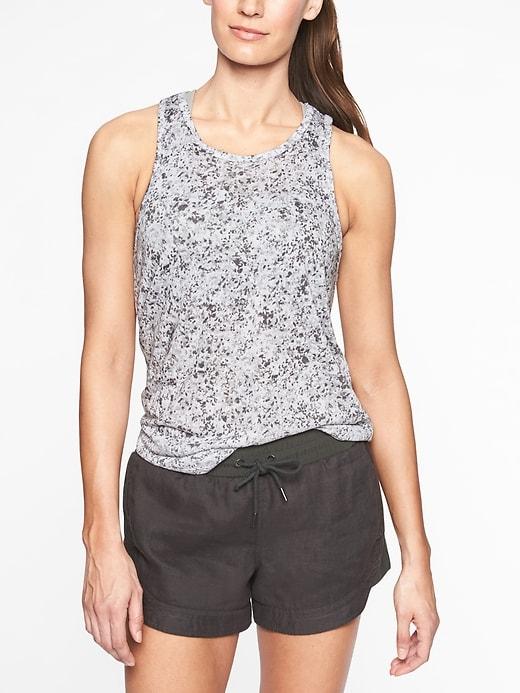 Athleta Womens Breezy Printed Cutout Tank Tern Grey Size L