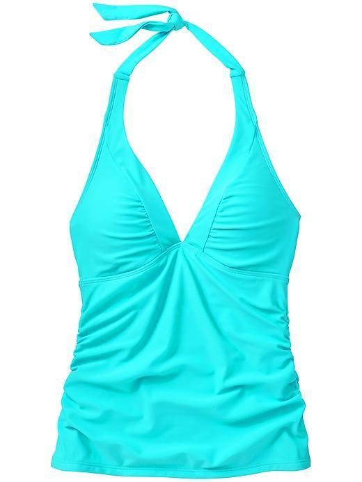 Athleta Womens Shirrendipity Halter Tankini Size S Tall - Bora Bora Blue
