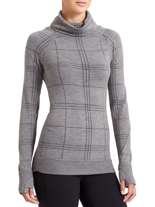 Athleta Womens Remarkawool Cowl Neck Top Grey Heather/black Size S