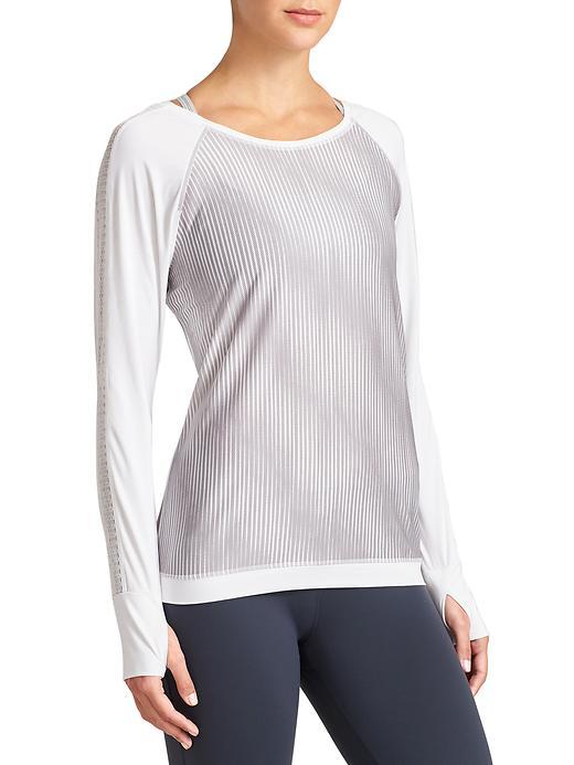 Athleta Womens Mobilize Mesh Top Size L - White/slate Print