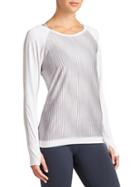 Athleta Womens Mobilize Mesh Top Size L - White/slate Print