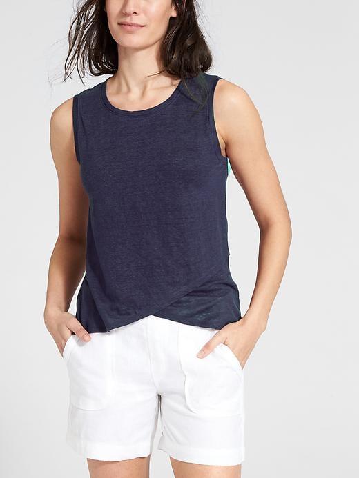 Athleta Womens Linen Criss Cross Tank Size L - Navy