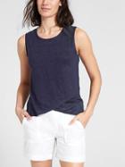 Athleta Womens Linen Criss Cross Tank Size L - Navy