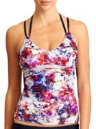 Athleta Womens Hypersonic Scoop Tankini Size S - Ember Orange Multi/dress Blue