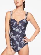 Athleta Womens Aqualuxe Print Square Plunge One Piece Dress Blue Size Xs
