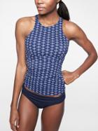 Athleta Womens Tangier High Neck Tankini Top Dress Blue Size 36b/c