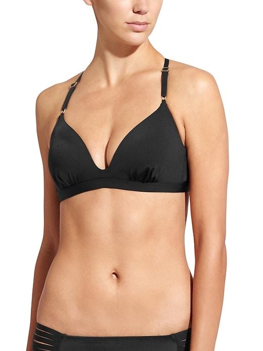 Athleta Womens Aqualuxe Molded Cup Bikini Top Black Size L