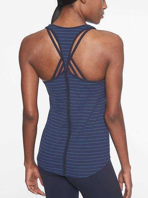 Athleta Womens Inversion Stripe Tank Iron Blue/ Navy Size M