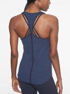 Athleta Womens Inversion Stripe Tank Iron Blue/ Navy Size M