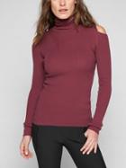 Athleta Womens Cotton Cashmere Cold Shoulder Sweater Size M - Brick Red