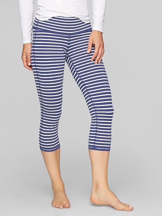 Athleta Womens Stripes Chaturanga Capri Indigo/white Size Xxs