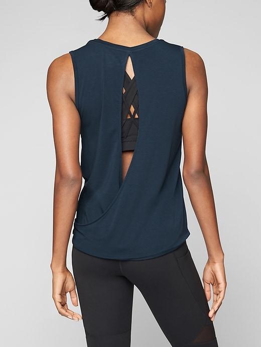 Athleta Womens Essence Open Back Tank Constellation Blue Size 1x
