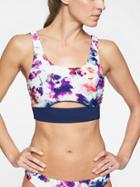 Athleta Womens Watercolor Reversible Scoop Bikini Top Exotic Fuchsia Size L