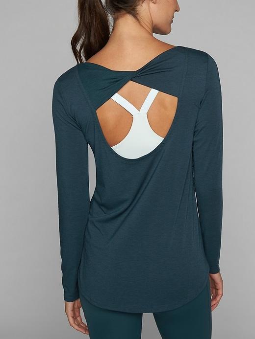 Athleta Womens Open Back Flexlight Top Abyss Size L