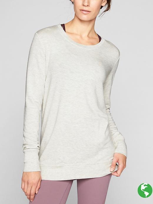 Athleta Womens Coaster Go-to Sweatshirt Size L Petite - Light Grey Heather